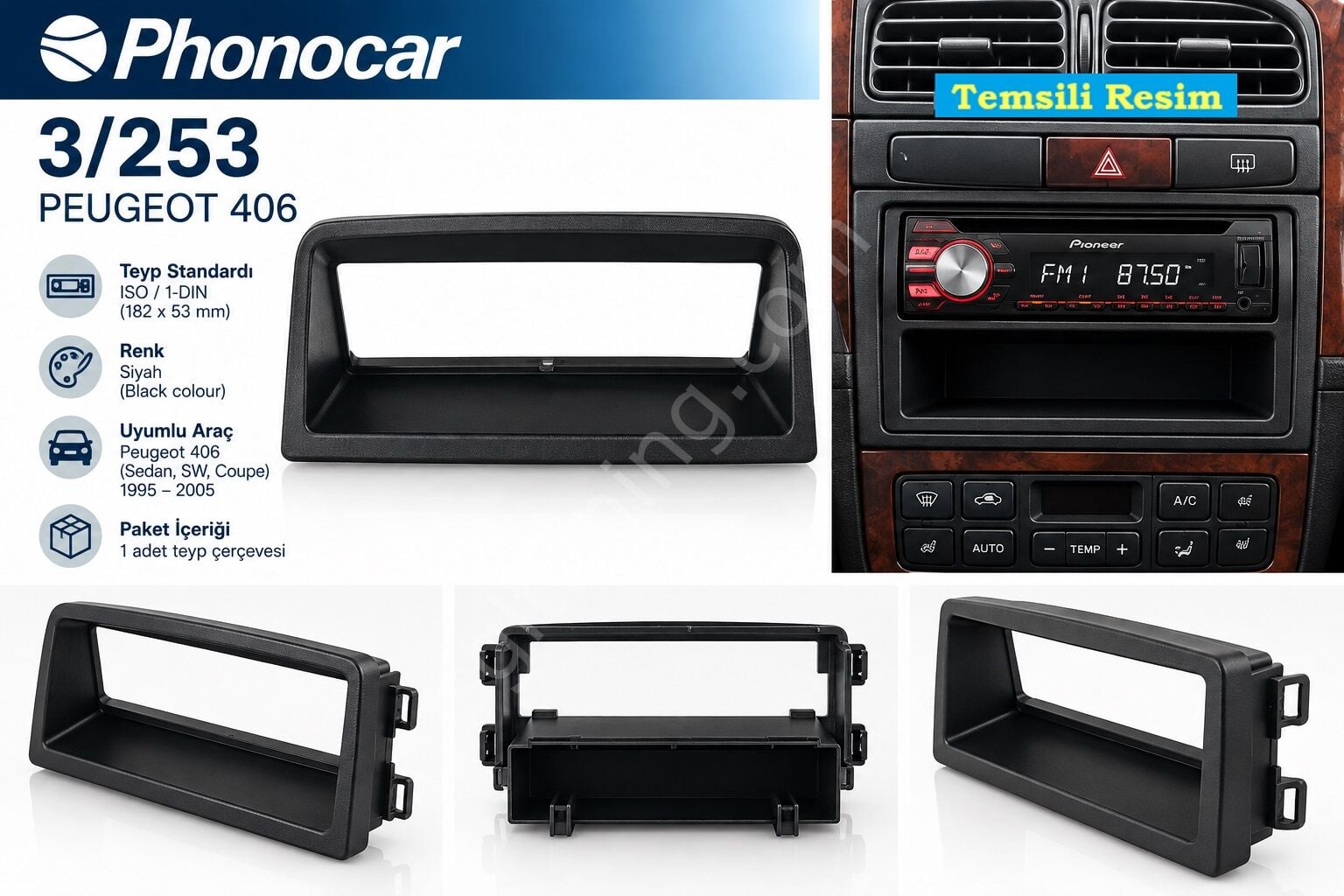 Phonocar 3/253 Peugetot 406 Teyp Çerçevesi Phonocar 03253