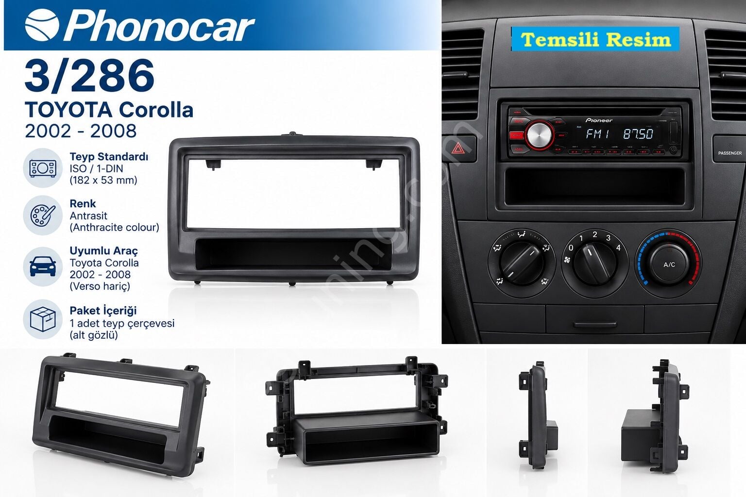 Phonocar 3/286 Toyota Corolla Teyp Çerçevesi Phonocar 03286