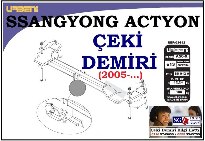 SGL-40301A SSANGYONG ACTYON ÇEKİ DEMİRİ 2005-.. SSANGYONG ACTYON AKSESUARLARI