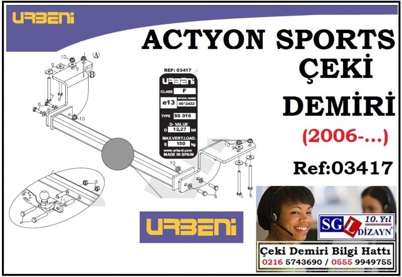 SGL-40302A SSANGYONG ACTYON SPORTS ÇEKİ DEMİRİ 2006-.. SSANGYONG ACTYON SPORTS AKSESUARLARI