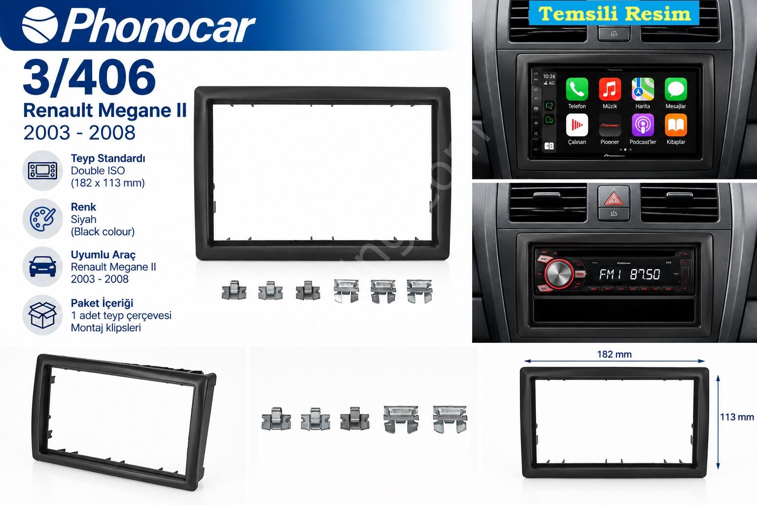 Phonocar 3/406 Renault Megane II Teyp Çerçevesi Phonocar 03406