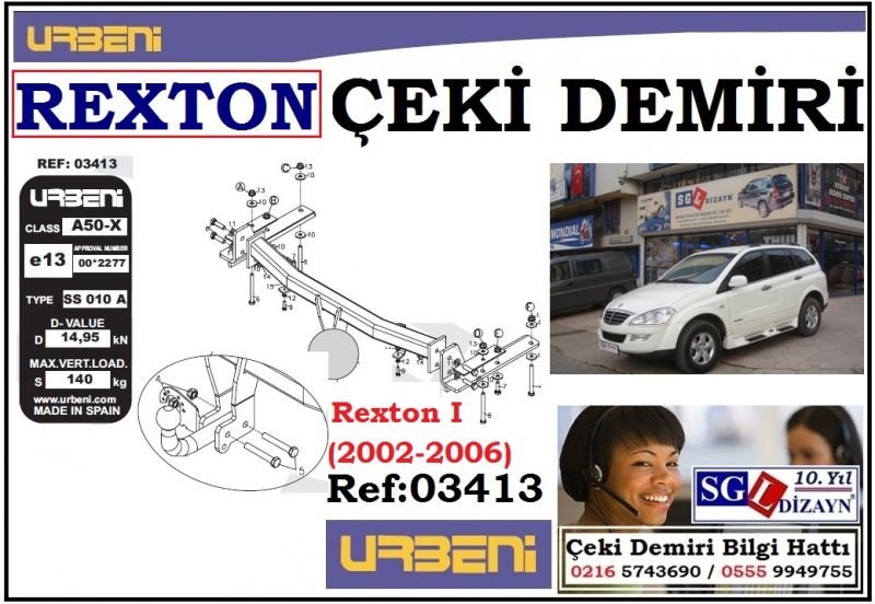 SGL-40306A SSANGYONG REXTON 1 ÇEKİ DEMİRİ 2002-2006 SSANGYONG REXTON 1 AKSESUARLARI