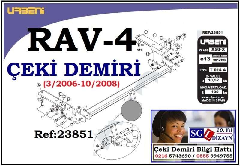 SGL-44306A TOYOTA RAV4 ÇEKİ DEMİRİ 03/2006-10/2008 TOYOTA RAV4 AKSESUARLARI