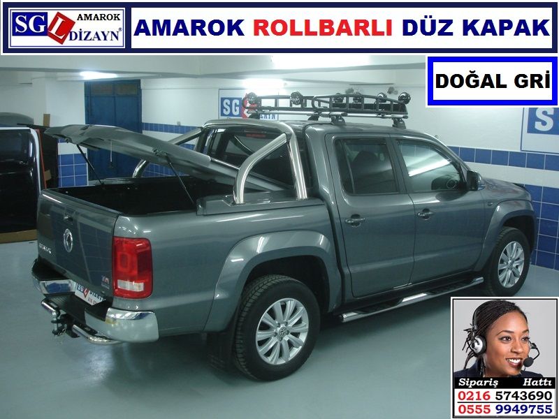 AMAROK ROLLBARLI DOĞAL GRİ DÜZ KAPAK İTHAL