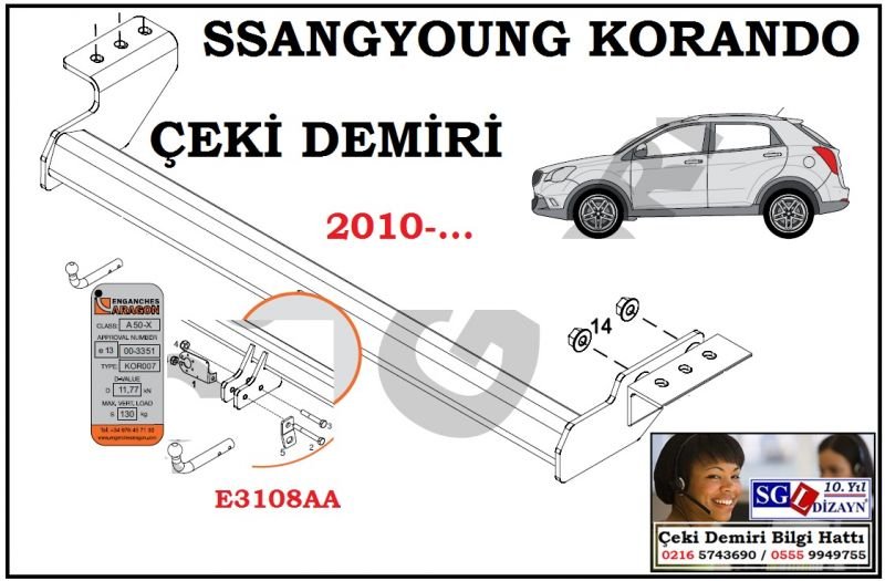 SGL-40303A SSANGYONG KORANDO ÇEKİ DEMİRİ 2010-. SSANGYONG KORANDO AKSESUARLARI