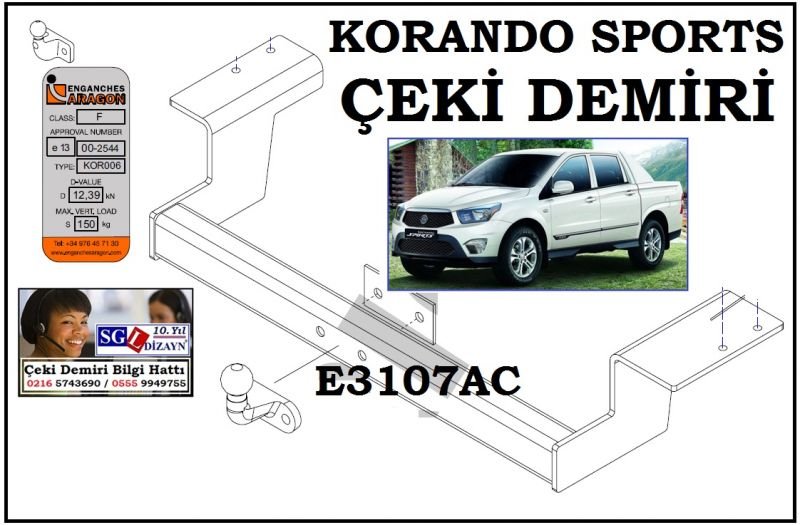 SGL-40304A-1 SSANGYONG KORANDO SPORTS ÇEKİ DEMİRİ 2011-.. SSANGYONG KORANDO SPORTS AKSESUARLARI