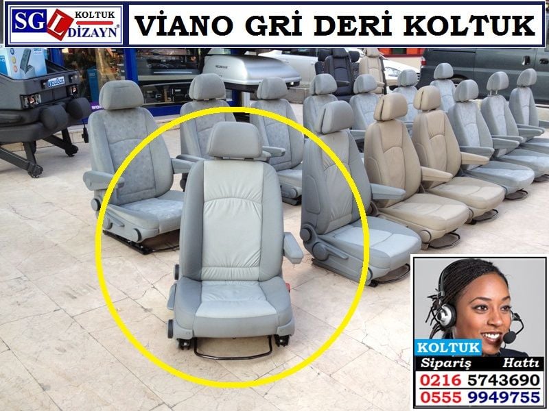 VİANO ÖN TEKLİ KOLTUK GRİ DERİ ORJİNAL