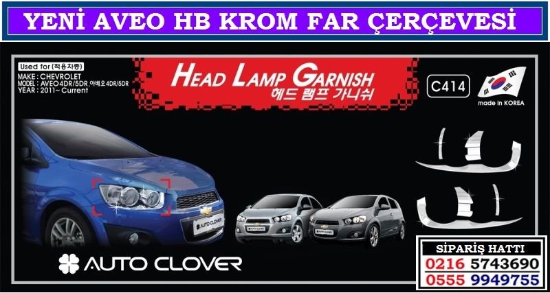 10904 YENİ AVEO HB KROM FAR ÇERÇEVESİ CHEVROLET YENİ AVEO HB AKSESUARLARI
