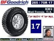 AMAROK 4X4 OFF-ROAD LASTİK BF GOODRICH MUD-TERRAIN T/A KM2 265x70x17