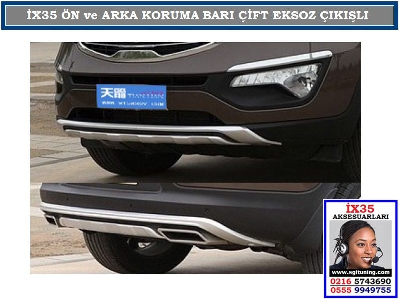13141 İX35 ÖN ARKA TAMPON KORUMA BARI ÇİFT EKSOZ TİP 3 İX35 AKSESUARLARI