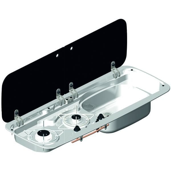 Karavan SMEV MO9222R Cam Kapaklı 2-Gözlü Gazlı Ocak (Sağdan Eviye)