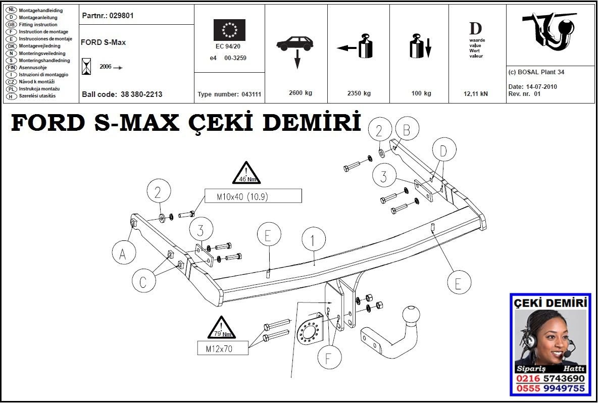 SGL-13310 FORD FOCUS S-MAX ÇEKİ DEMİRİ (2006-...) FORD FOCUS S-MAX AKSESUARLARI