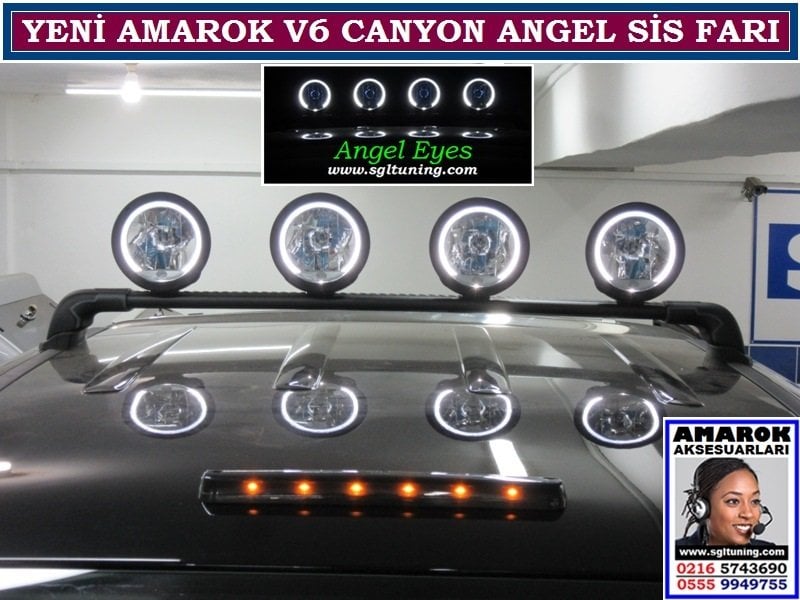 V6-S-1-15 YENİ AMAROK V6 AKSESUARLARI CANYON ANGEL SİS FARI SETİ EDGE BAR