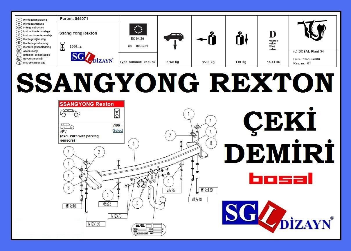 SGL-40306B-1 SSANGYONG REXTON 2 ÇEKİ DEMİRİ 2006-.. SSANGYONG REXTON 2 AKSESUARLARI