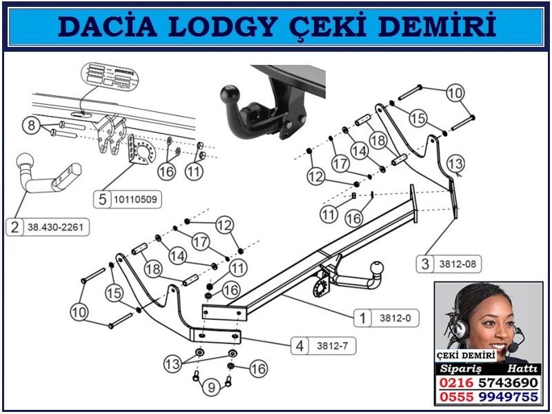 SGL-8302A DACİA LODGY ÇEKİ DEMİRİ 2012-.. DACİA LODGY AKSESUARLARI