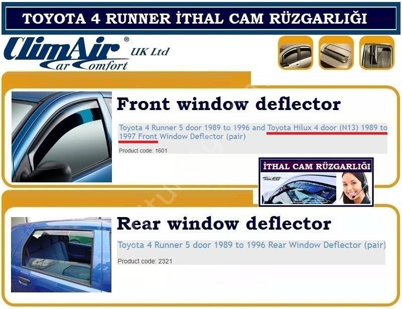 TOYOTA 4 RUNNER 1989-1996 4 Cam CLİMAİR CAM RÜZGARLIĞI