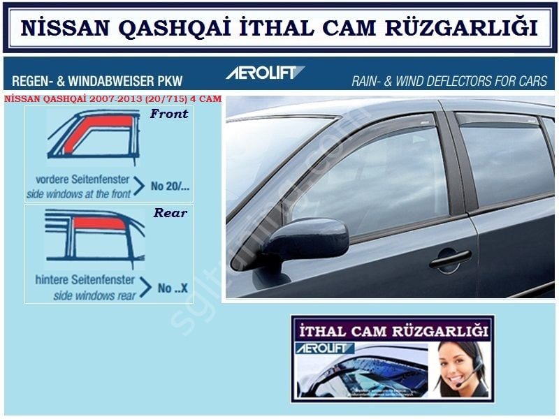Nissan Qashqai 5D 2007-2013 4 Cam AEROLİFT CAM RÜZGARLIĞI
