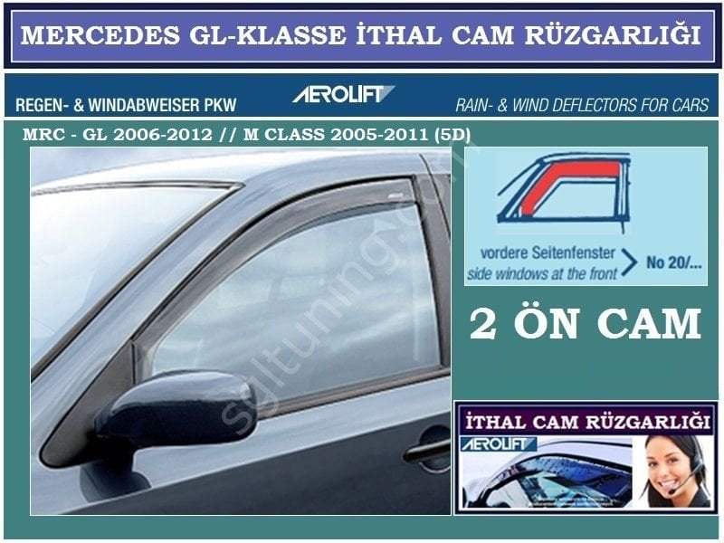 Mercedes GL Serisi 5D 02.2006-2012 2 ön Cam AEROLİFT CAM RÜZGARLIĞI