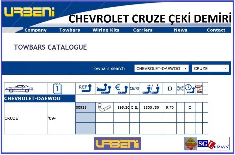 SGL-5304A CHEVROLET CRUZE ÇEKİ DEMİRİ (2009-...) CHEVROLET CRUZE AKSESUARLARI