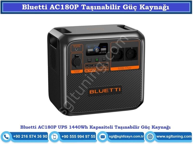 Bluetti AC180P Taşınabilir Güç Kaynağı UPS 1440Wh Kapasiteli