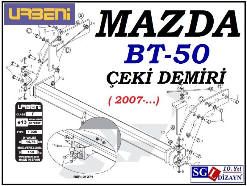 SGL-26301A MAZDA BT-50 ÇEKİ DEMİRİ 2007-.. MAZDA BT-50 AKSESUARLARI