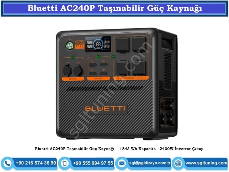 Bluetti AC240P Taşınabilir Güç Kaynağı UPS 1843Wh Kapasiteli