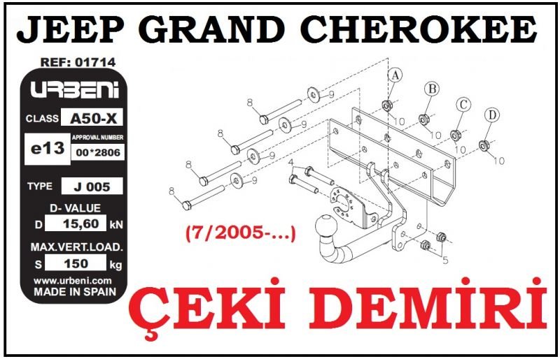 SGL-20304B JEEP GRAND CHEROKEE ÇEKİ DEMİRİ (7/2005-2010) JEEP GRAND CHEROKEE AKSESUARLARI