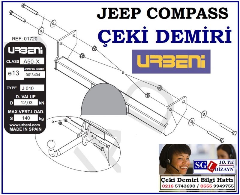 SGL-20303A JEEP COMPASS ÇEKİ DEMİRİ 10/2006-.. JEEP COMPASS AKSESUARLARI