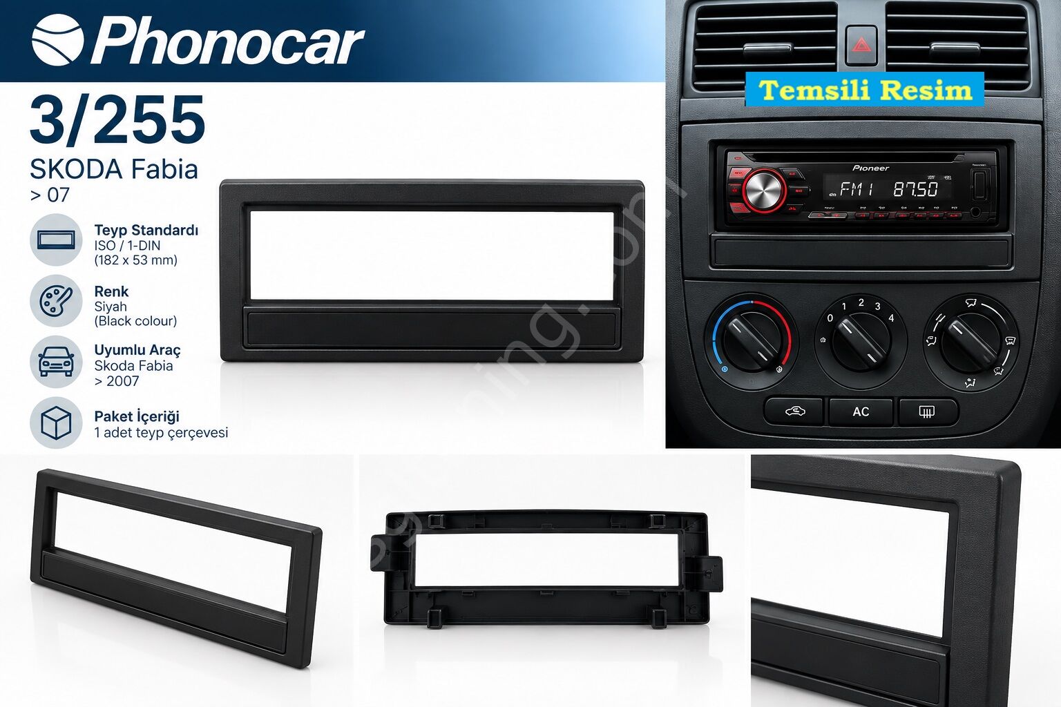 Phonocar 3/255 Skoda Fabia Teyp Çerçevesi Phonocar 03255