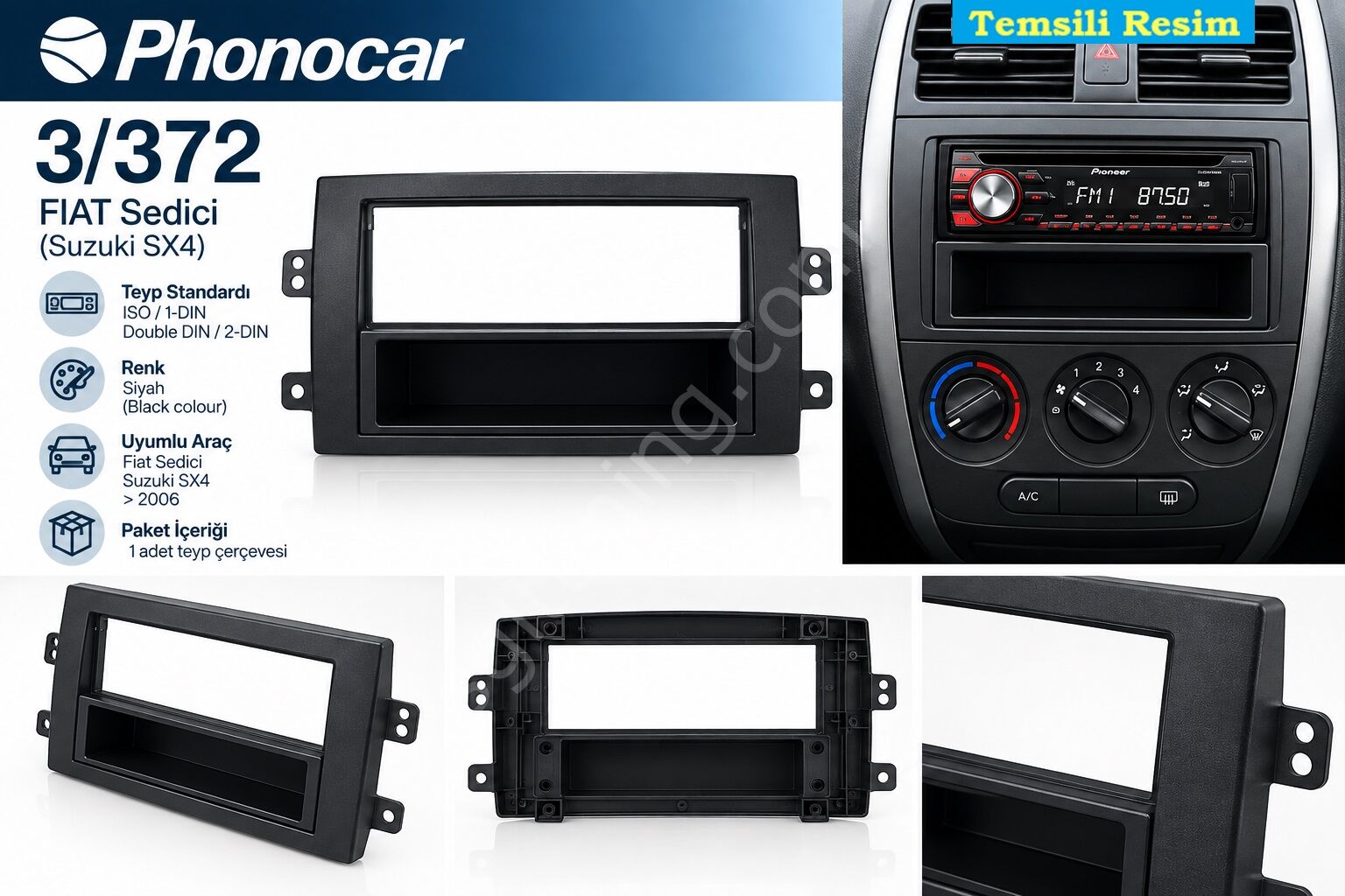 Phonocar 3/372 Fiat Sedici Teyp Çerçevesi Phonocar 03372