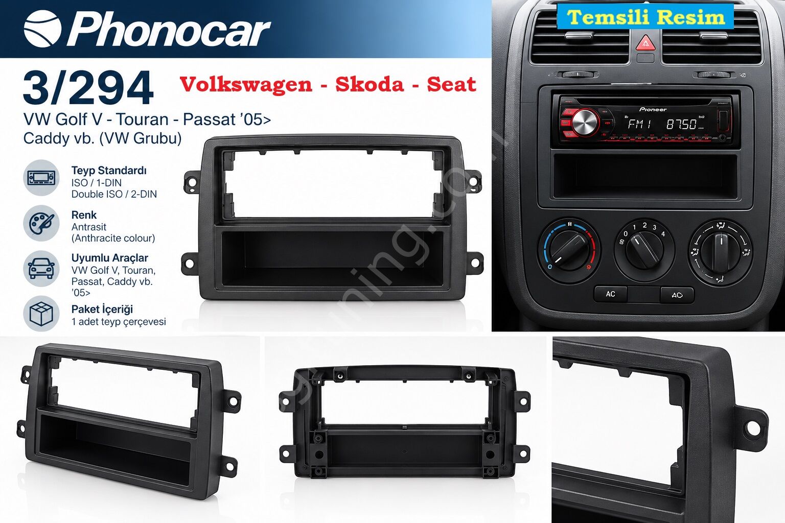 Phonocar 3/294 Volkswagen - Skoda - Seat Teyp Çerçevesi Phonocar 03294